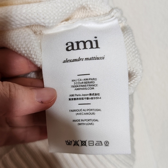 Ami Paris Ami De Coeur Intarsia-Logo Cardigan Sweater L - Picture 6 of 9